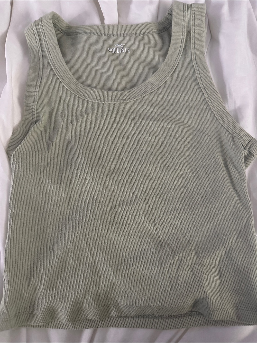 Hollister Ribbed Tank Top — Light Sage